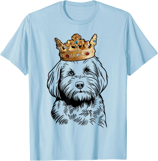 Cavapoo Dog Wearing a Crown T-Shirt - T-Shirt | Light Blue
