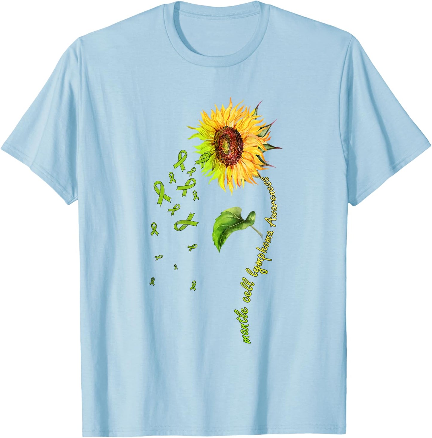 Mantle Cell Lymphoma Awareness Sunflower T-Shirt - T-Shirt | Light Blue