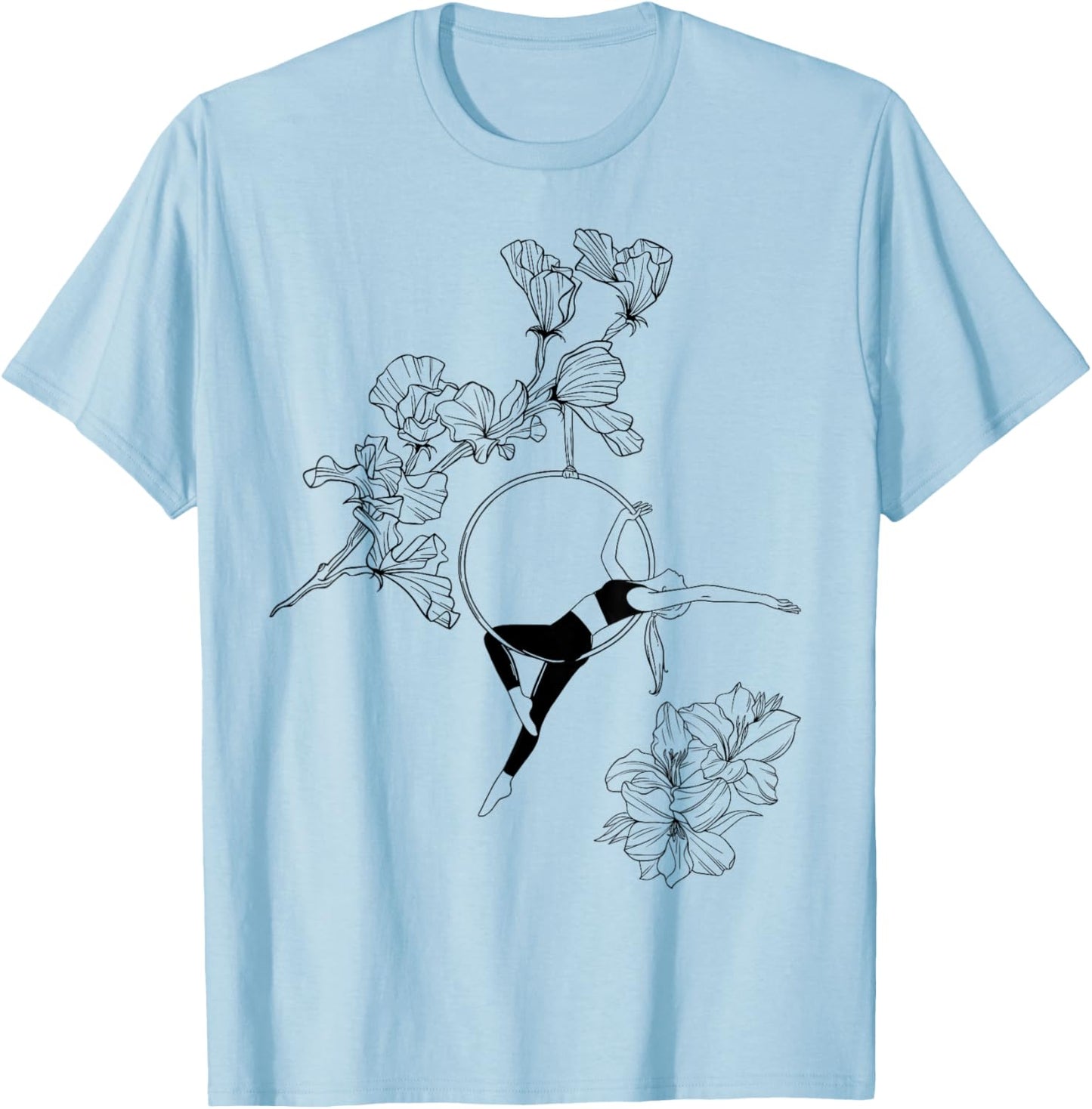Aerial Hoop, Aerial Artist Circus, Aerial Yoga Gifts Flowers T-Shirt - T-Shirt | Light Blue
