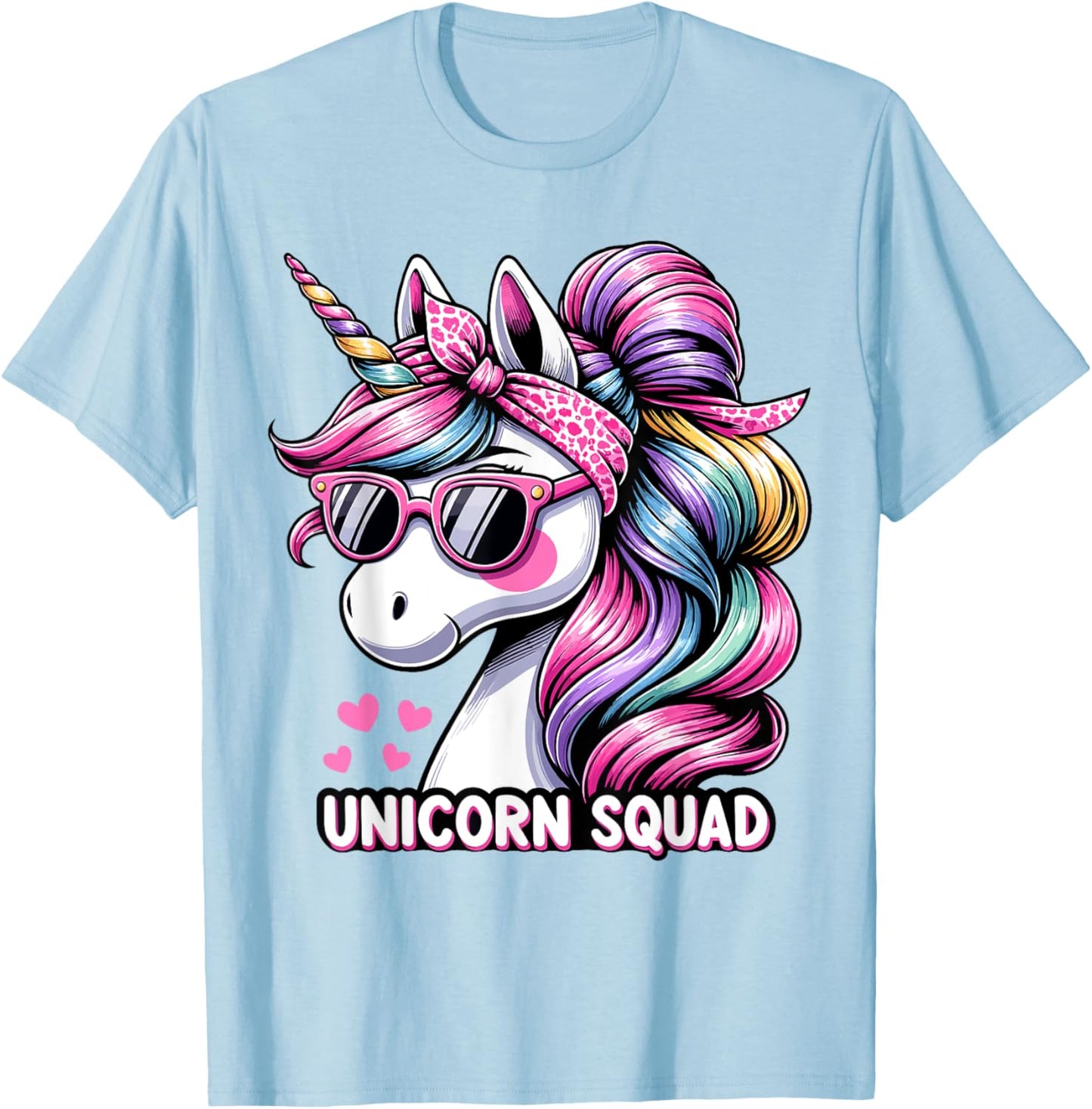 Unicorn Squad - Graceful Unicorn with leopard Bandana T-Shirt - T-Shirt | Light Blue