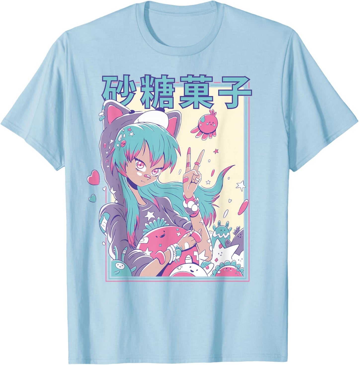 Candycore Girl Cute Pink Pastell Kawaii Anime Aesthetic #1 T-Shirt - T-Shirt | Light Blue