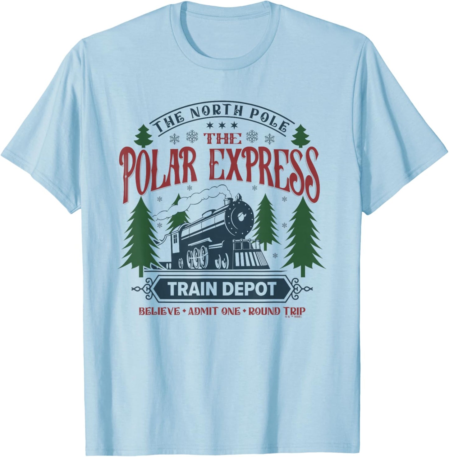 The Polar Express Train Depot T-Shirt - T-Shirt | Light Blue