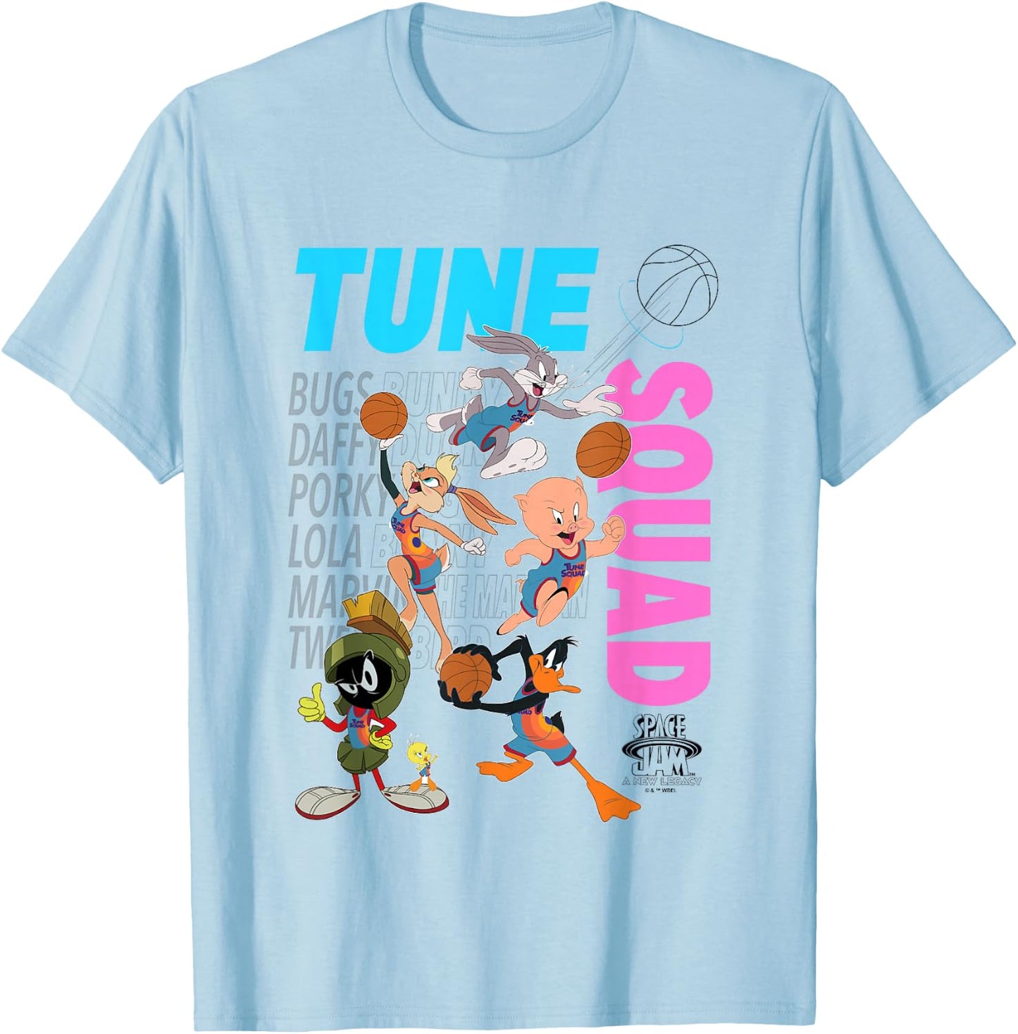 Space Jam: A New Legacy Tune Squad Group Shot Chest Logo T-Shirt - T-Shirt | Light Blue