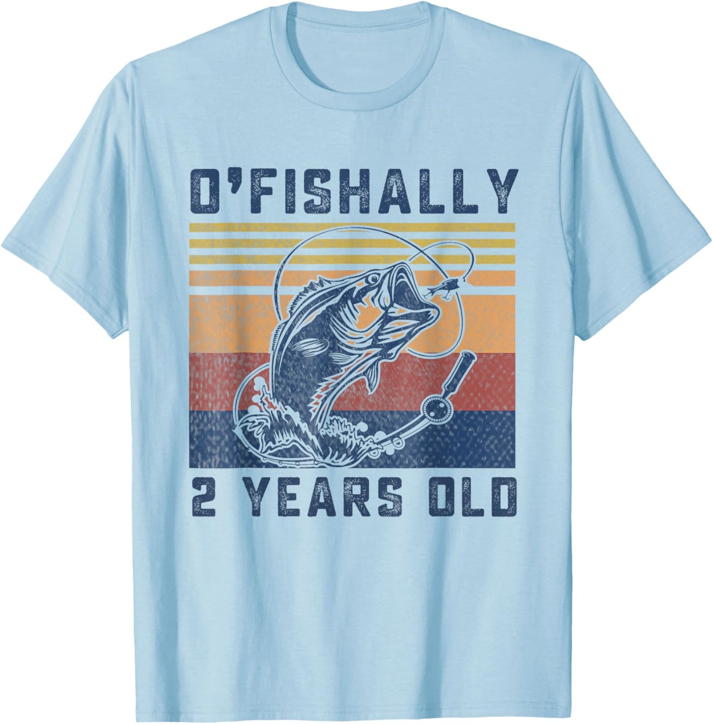 Ofishally 2 Year Old Shirt 2nd Birthday Fishing US Flag T-Shirt - T-Shirt | Light Blue