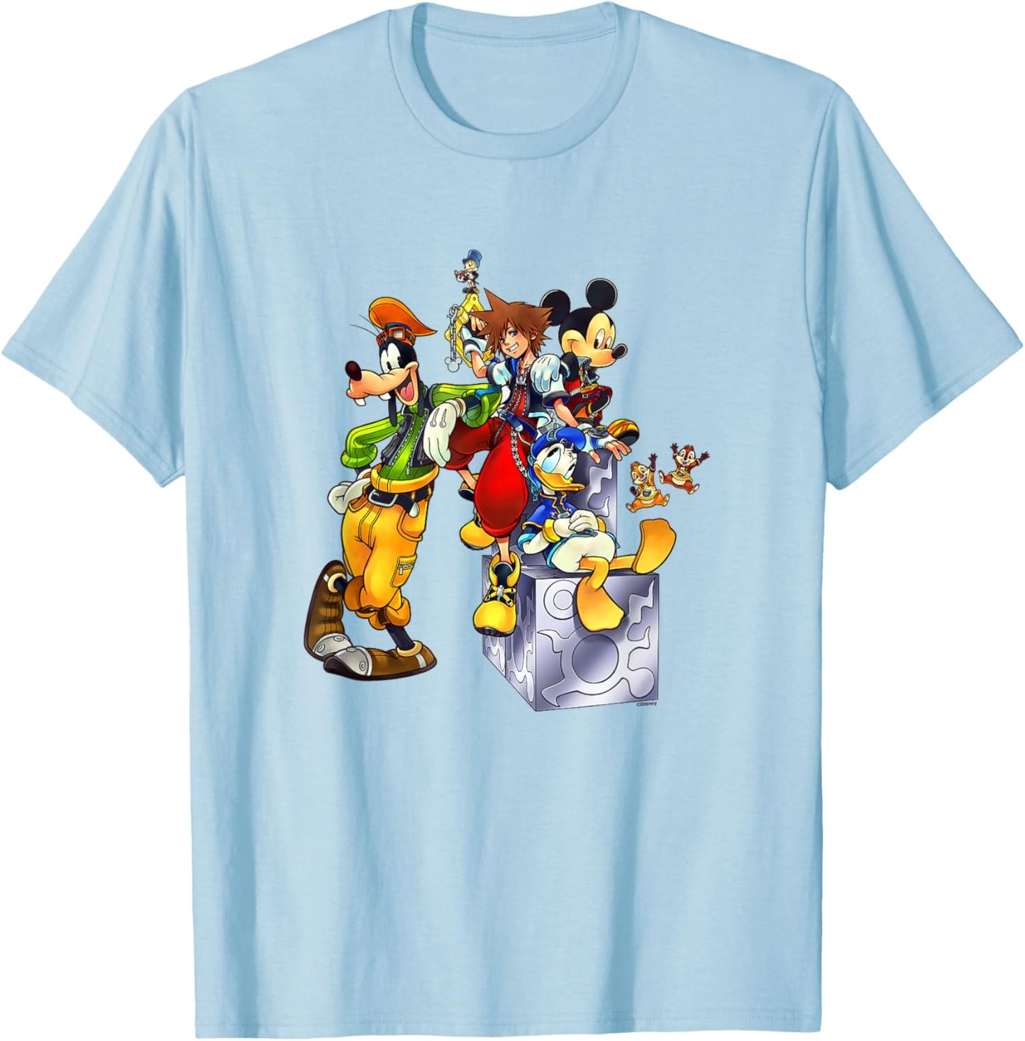 Disney Kingdom Hearts Goofy Mickey & Donald Sora Block Shot T-Shirt - T-Shirt | Light Blue