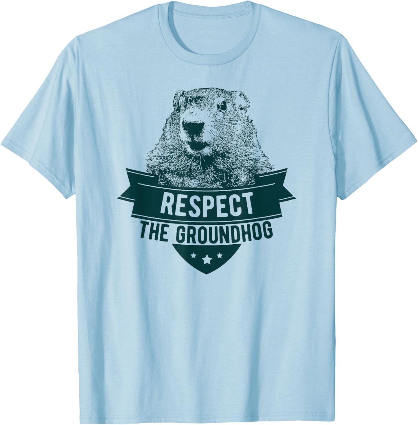 Respect The Groundhog T-Shirt - T-Shirt | Light Blue