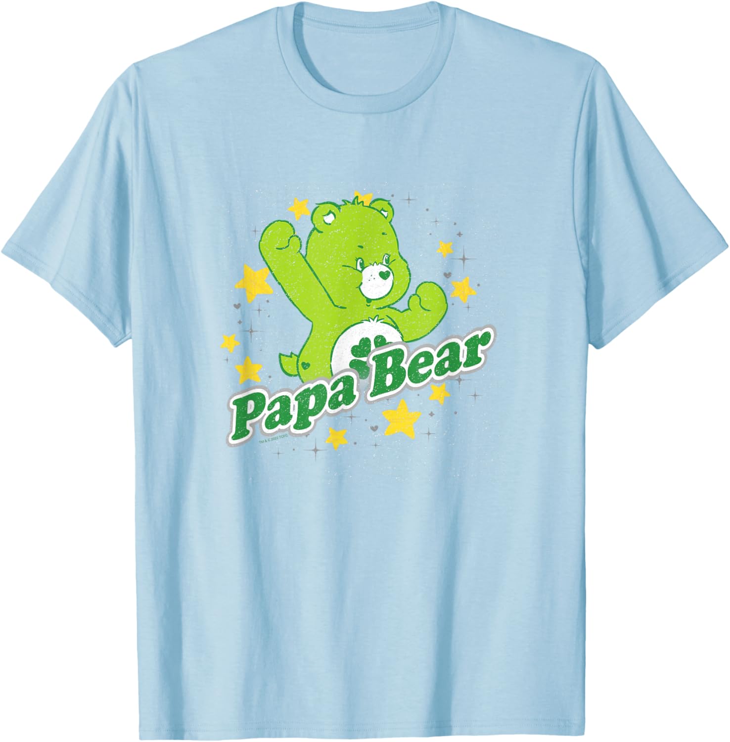 Care Bears Papa Bear Good Luck Bear Vintage Stars Logo T-Shirt - T-Shirt | Light Blue