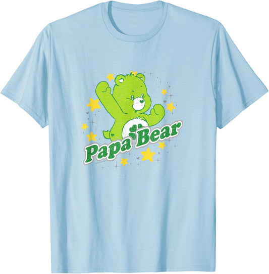 Care Bears Papa Bear Good Luck Bear Vintage Stars Logo T-Shirt - T-Shirt | Light Blue