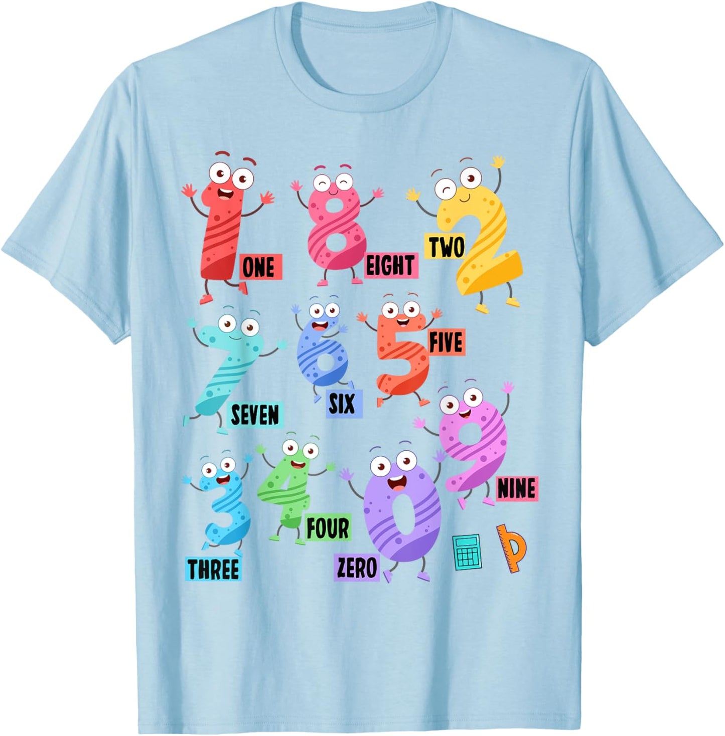 Maths Day Costume With Numbers On Idea Kids Maths Number T-Shirt - T-Shirt | Light Blue