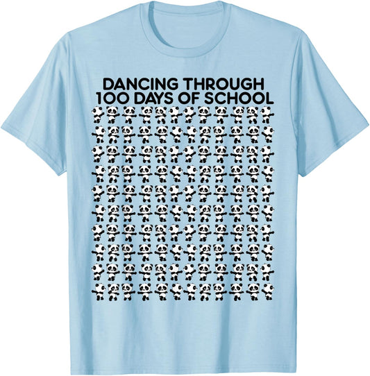 Cute panda dancing 100 days at school children T-Shirt - T-Shirt | Light Blue
