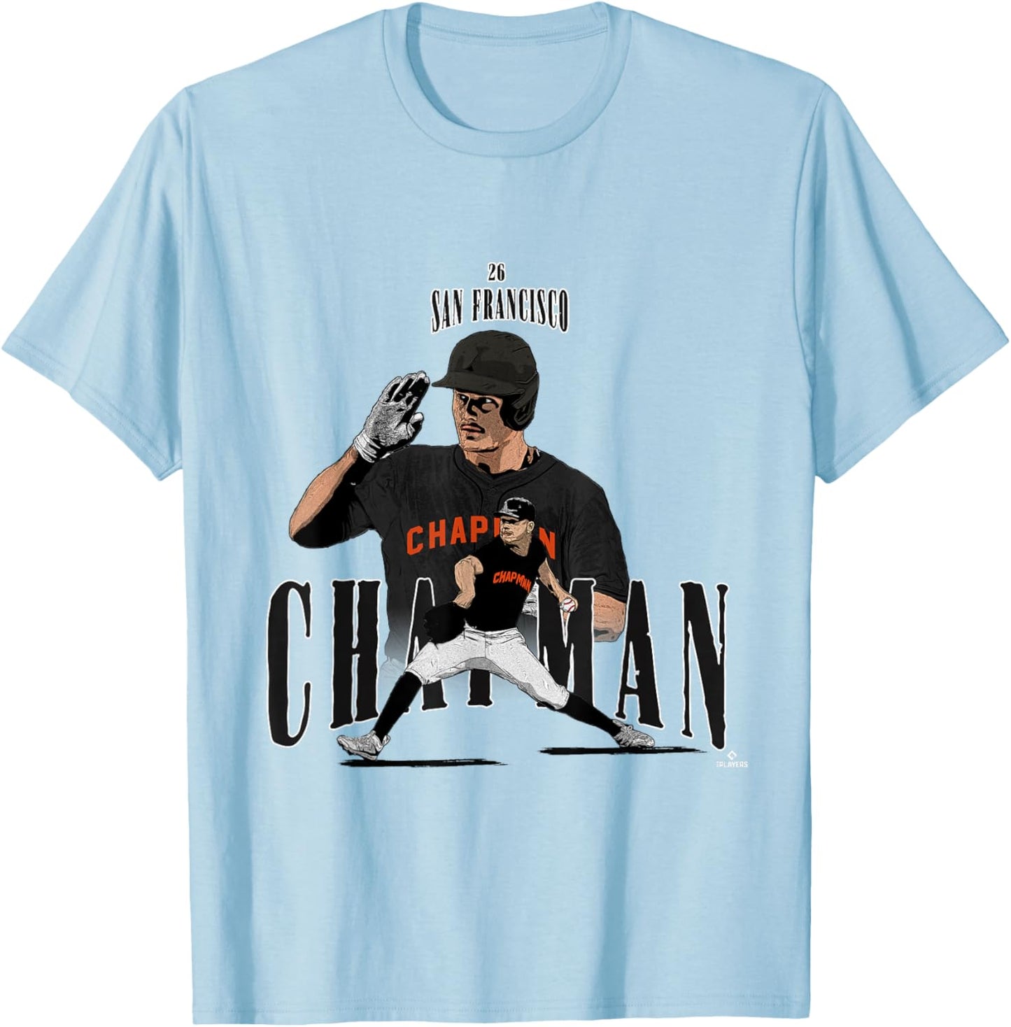 Matt Chapman | San Francisco Baseball Players | MLBMCN3002 T-Shirt - T-Shirt | Light Blue