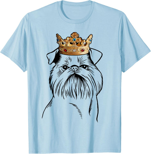 Brussels Griffon Dog Wearing Crown T-Shirt - T-Shirt | Light Blue