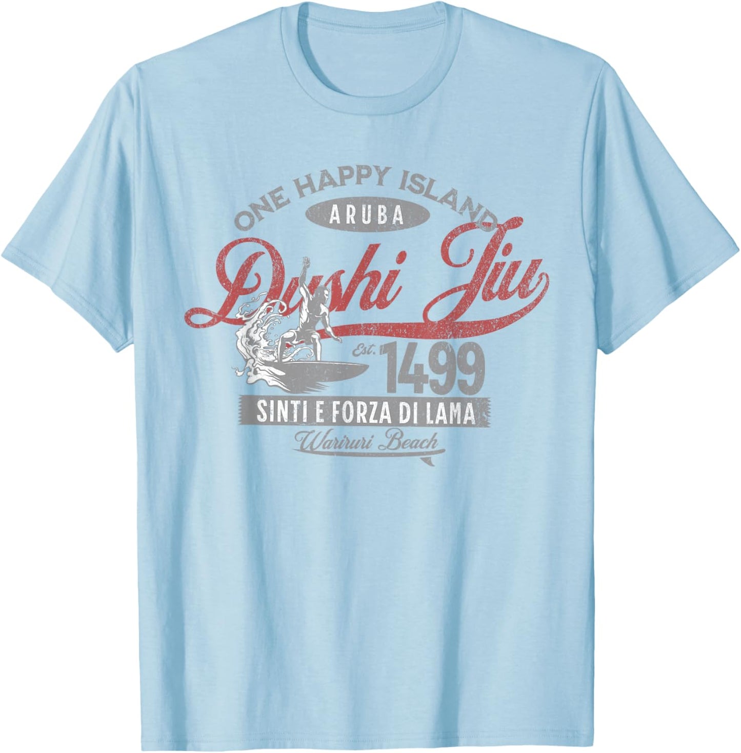 One Happy Island Aruba Shirt Cool Surfing Dushi Jiu Vintage T-Shirt - T-Shirt | Light Blue