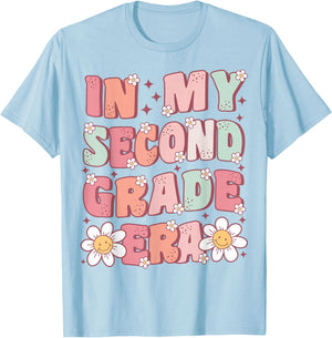 in My Second Grade Era Cute Groovy 2nd Grade Back to School T-Shirt - T-Shirt | Light Blue