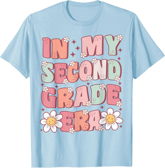 in My Second Grade Era Cute Groovy 2nd Grade Back to School T-Shirt - T-Shirt | Light Blue