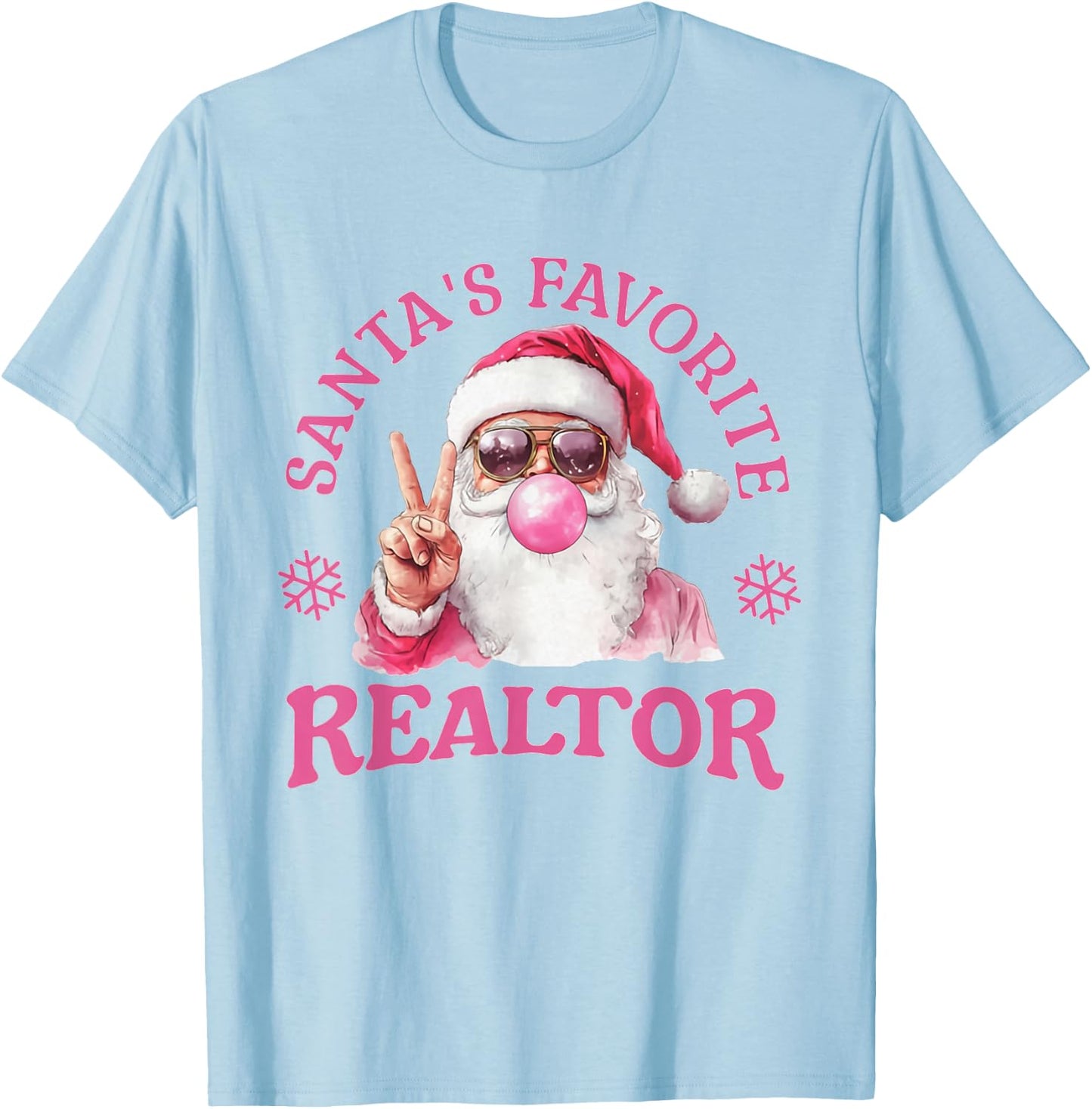 Santa's Favorite Realtor Christmas Santa Real Estate Agent T-Shirt - T-Shirt | Light Blue