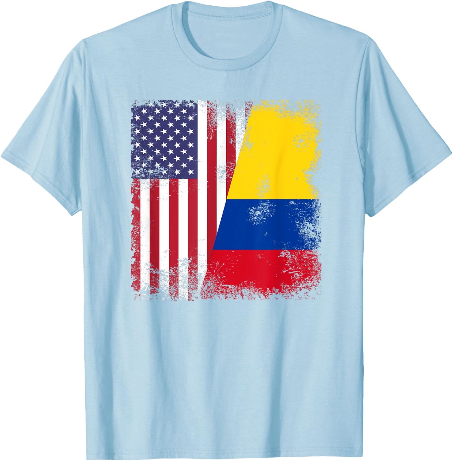 Half Colombian Flag | Vintage Colomobia USA Gift T-Shirt - T-Shirt | Light Blue