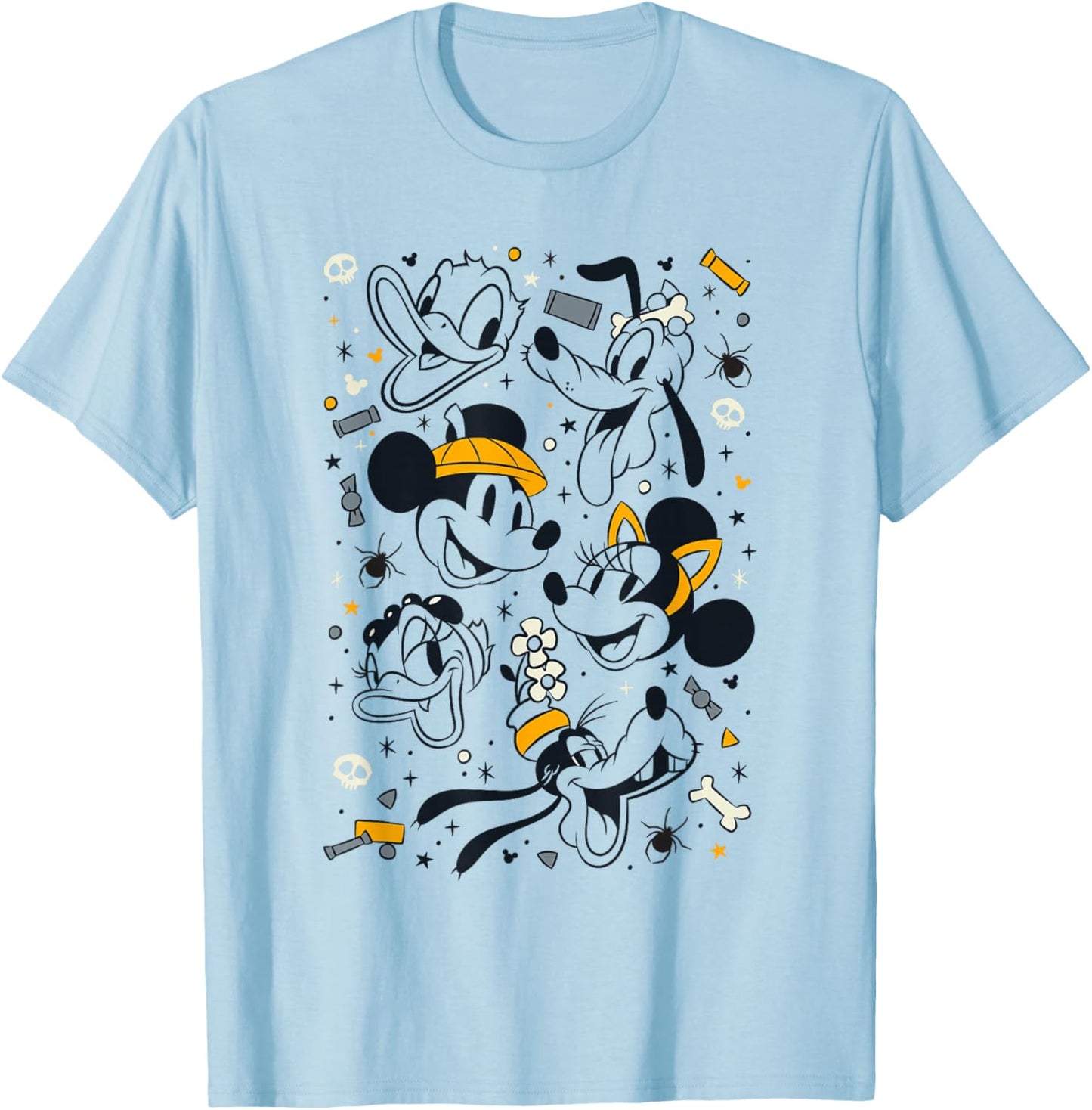 Disney Mickey And Friends Halloween Candy Spooky Group Icons T-Shirt - T-Shirt | Light Blue