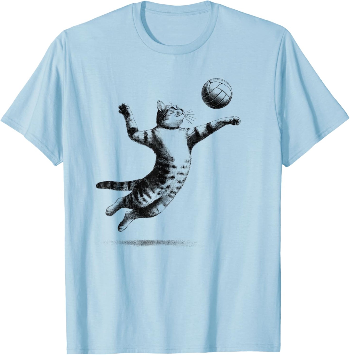 Cat Playing Volleyball Kitten Volleyball Player Vintage T-Shirt - T-Shirt | Light Blue