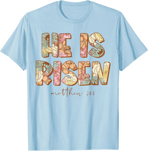He is Risen , Easter spring florals T-Shirt - T-Shirt | Light Blue