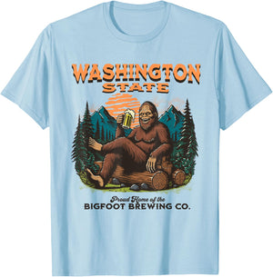 State of Washington Funny Bigfoot Drinking Beer Sasquatch T-Shirt - T-Shirt | Light Blue