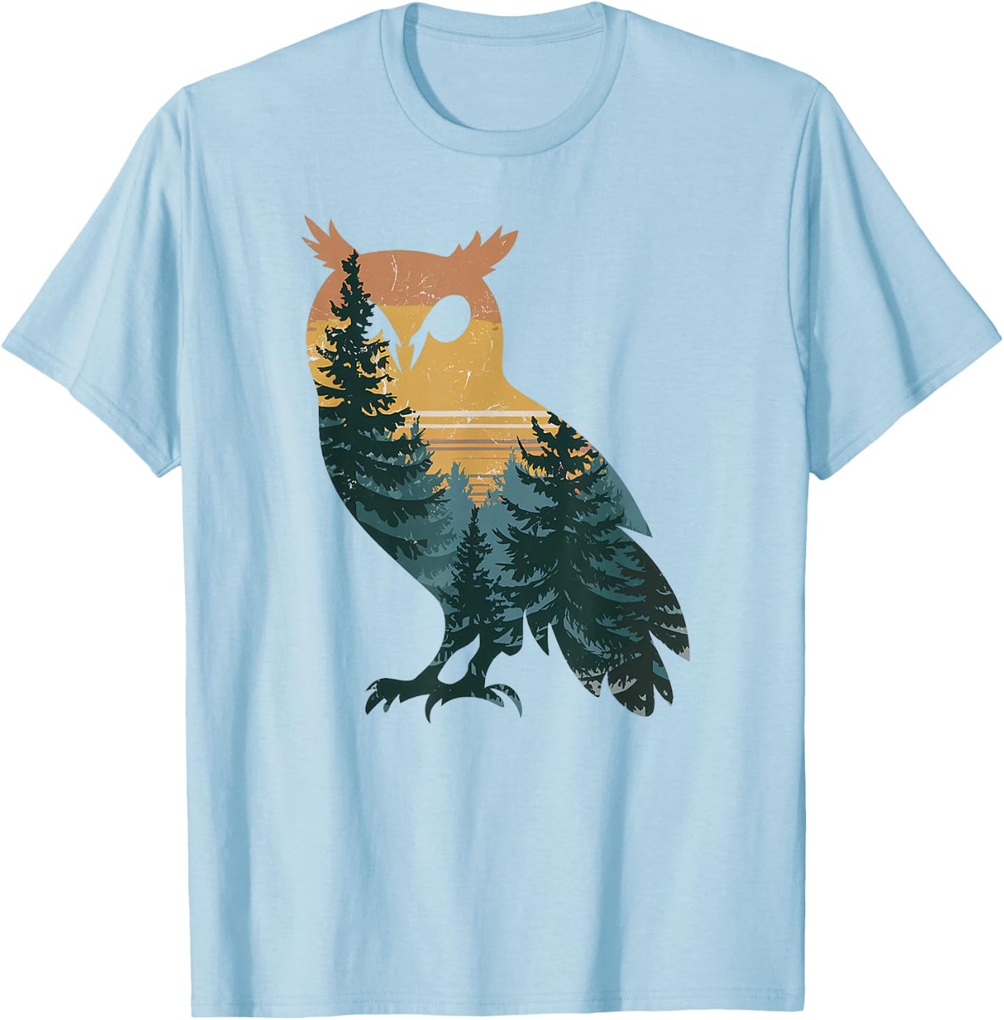 Owl Hunting Hiking Outdoor Camping Forest Men Women Owl T-Shirt - T-Shirt | Light Blue