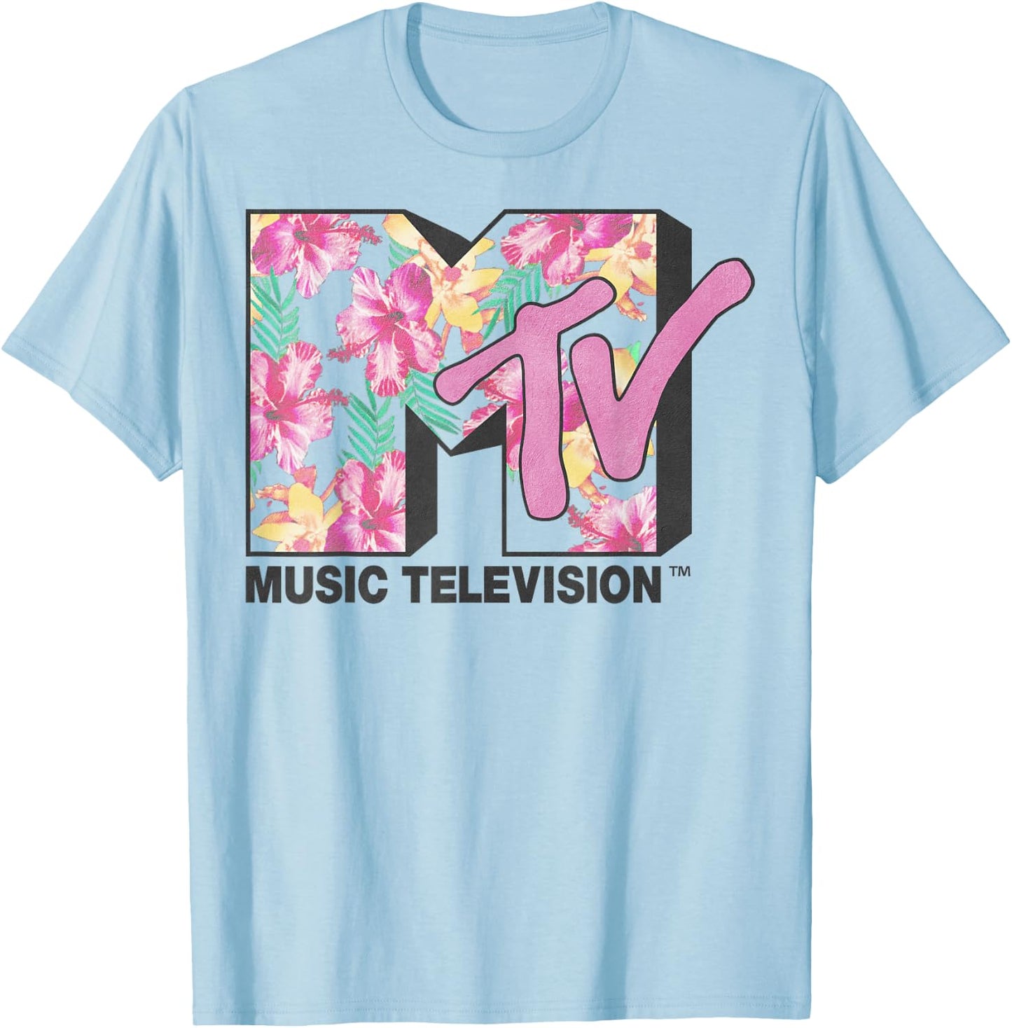MTV Aloha Flower Logo Graphic T-Shirt - T-Shirt | Light Blue