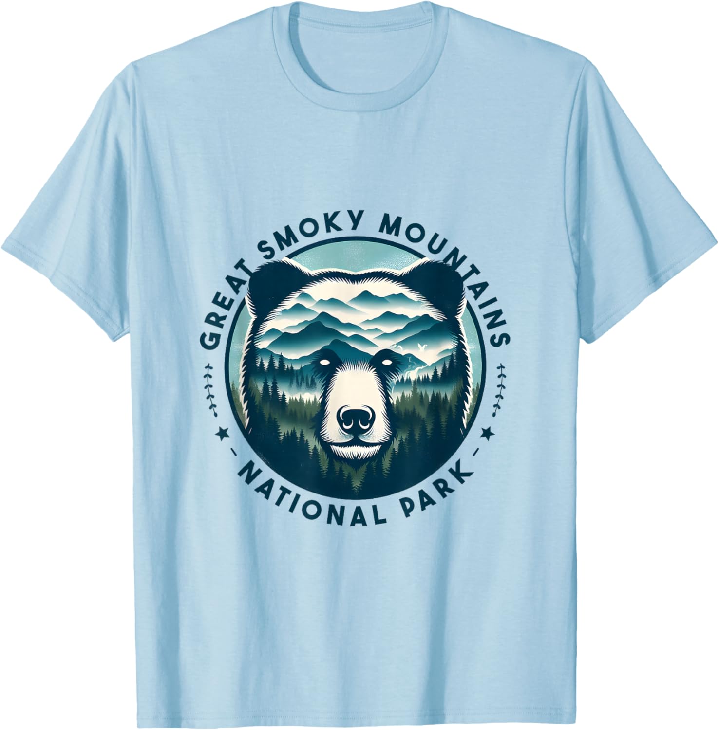 Hiking Camping Great Smoky Mountains National Park Bear T-Shirt - T-Shirt | Light Blue