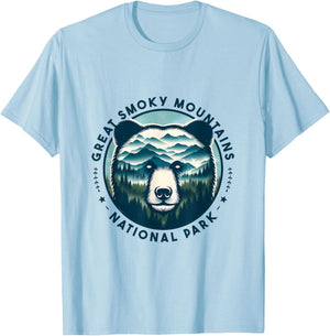 Hiking Camping Great Smoky Mountains National Park Bear T-Shirt - T-Shirt | Light Blue