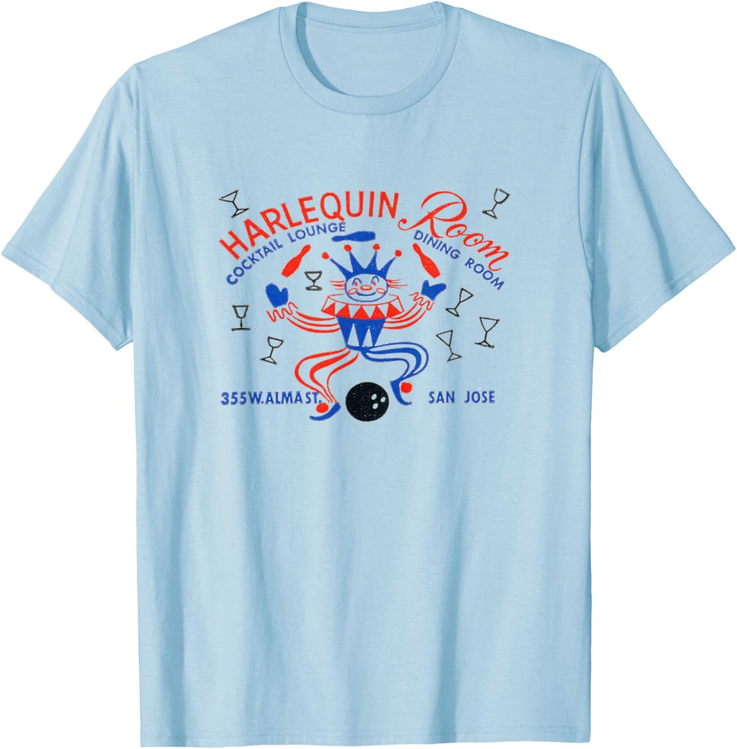 Harlequin Retro California 50s Bar & Lounge Vintage San Jose T-Shirt - T-Shirt | Light Blue