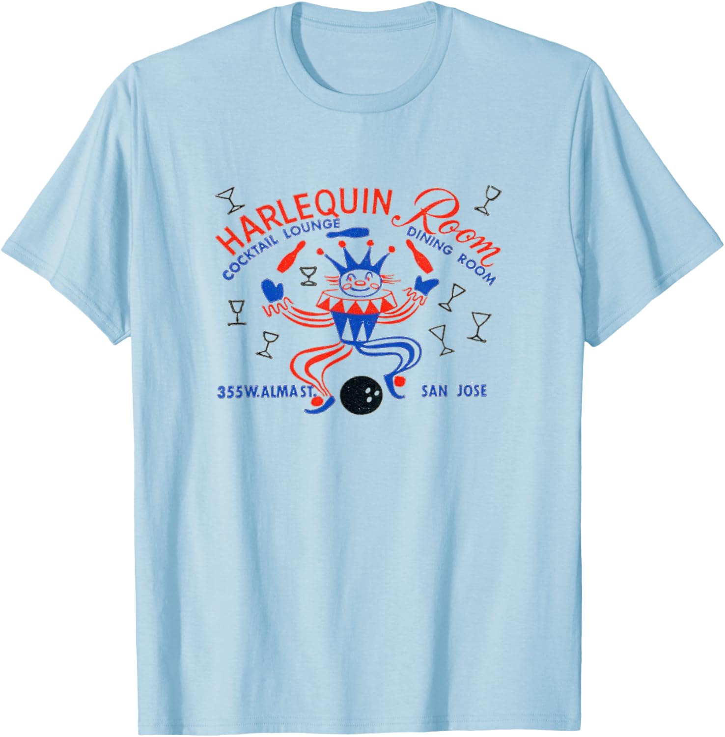 Harlequin Retro California 50s Bar & Lounge Vintage San Jose T-Shirt - T-Shirt | Light Blue
