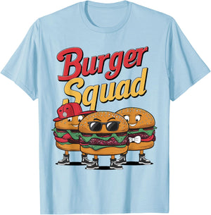 Burger Squad Cool Cheeseburger Food Lover Hamburger T-Shirt - T-Shirt | Light Blue