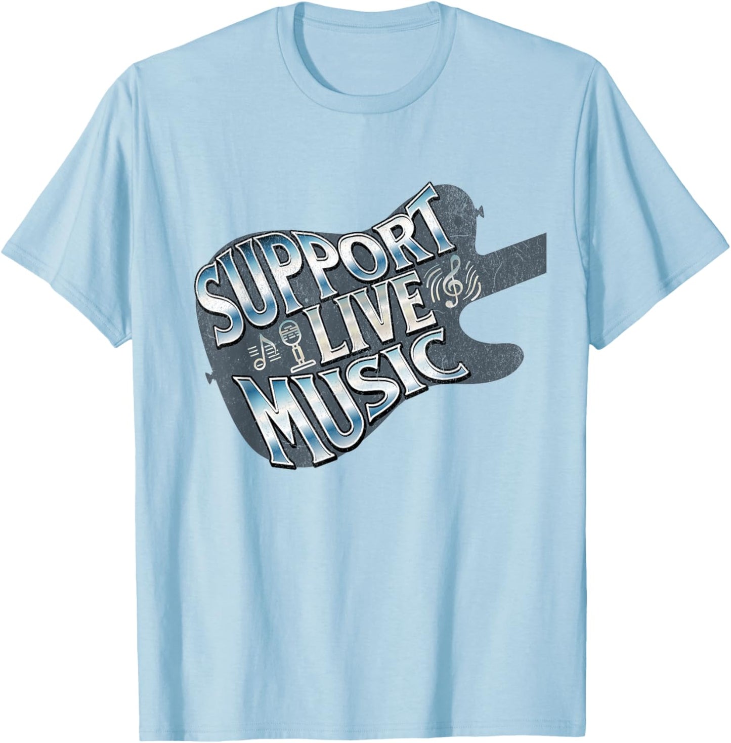 Support Live Music Live Band Concert Lover Live Music T-Shirt - T-Shirt | Light Blue