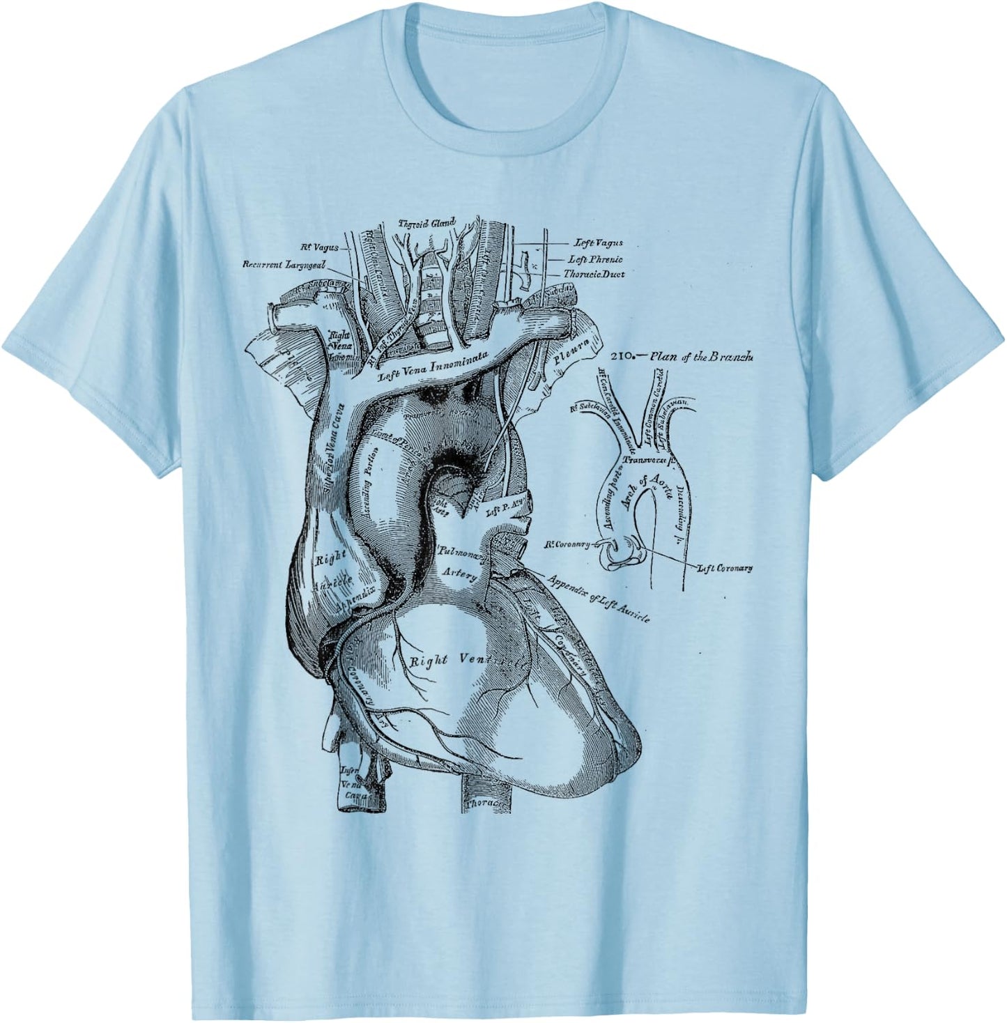 Vintage medical Human Heart Anatomy Illustration T-Shirt - T-Shirt | Light Blue