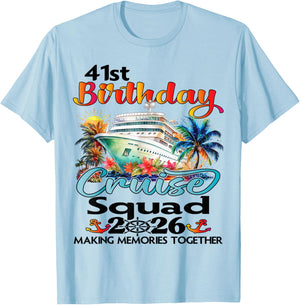 41st Birthday Cruise Squad Friends Family Vacation Matching T-Shirt - T-Shirt | Light Blue