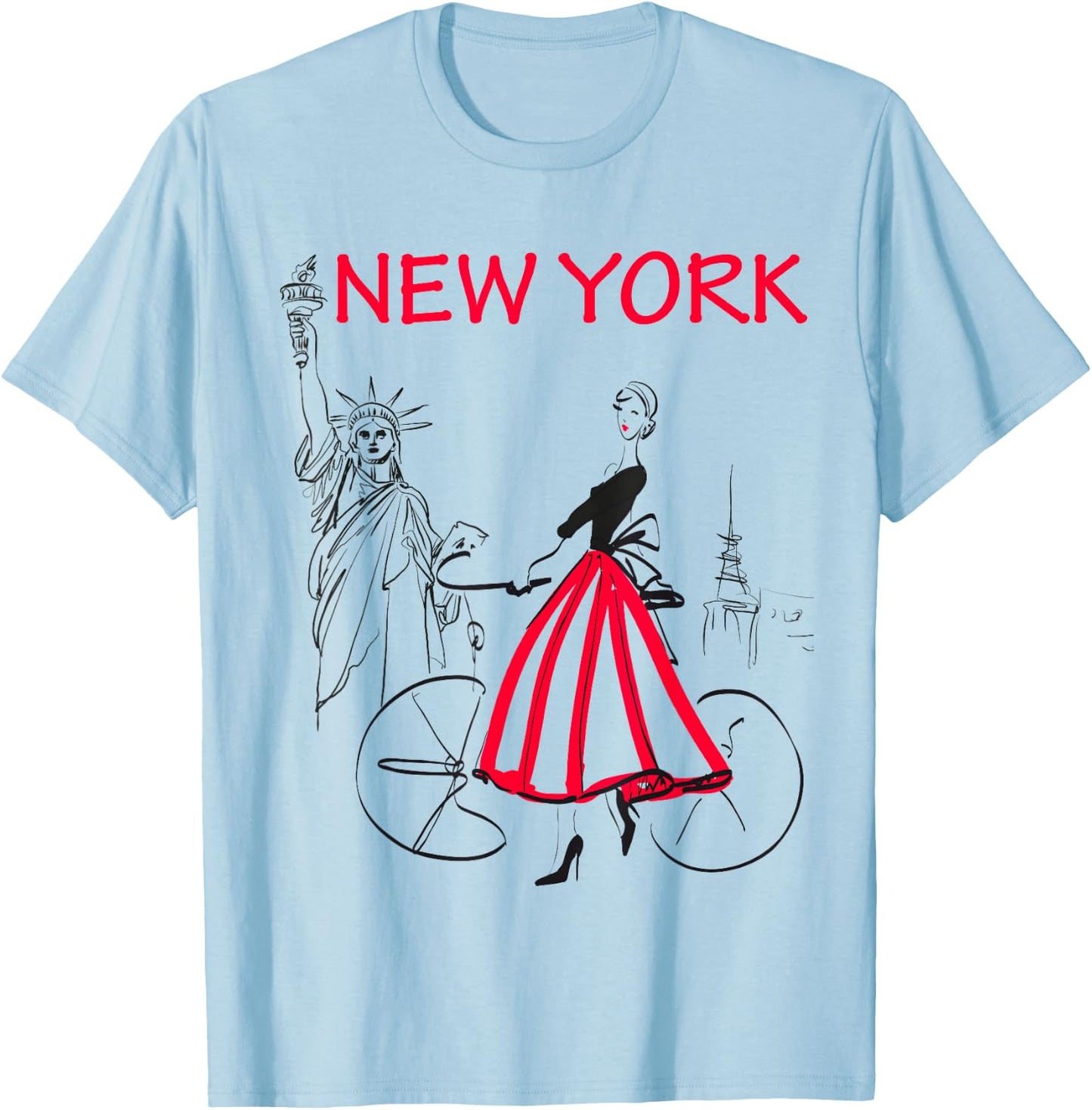 New York Woman - New York Bicycle - 5 Colors T-Shirt - T-Shirt | Light Blue