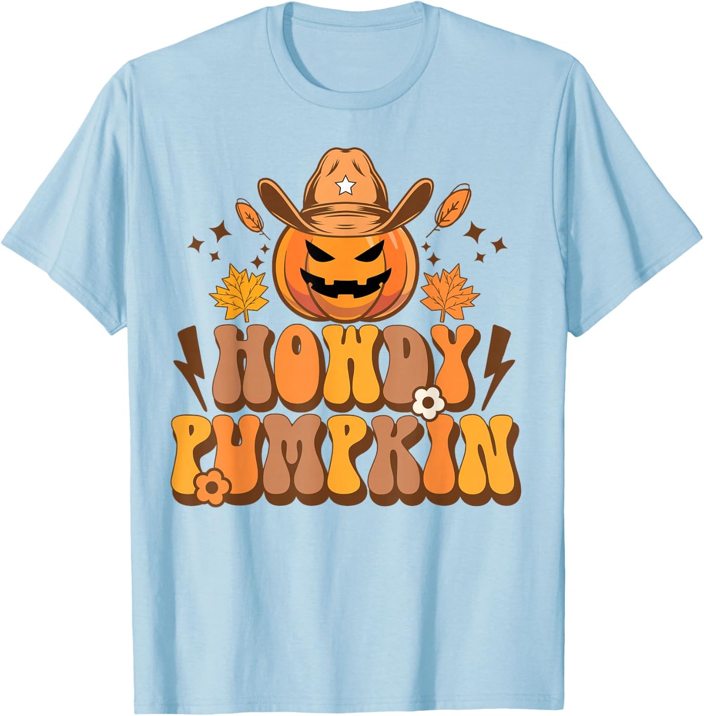 Howdy Pumpkin Retro Fall Autumn Western Halloween Women T-Shirt - T-Shirt | Light Blue