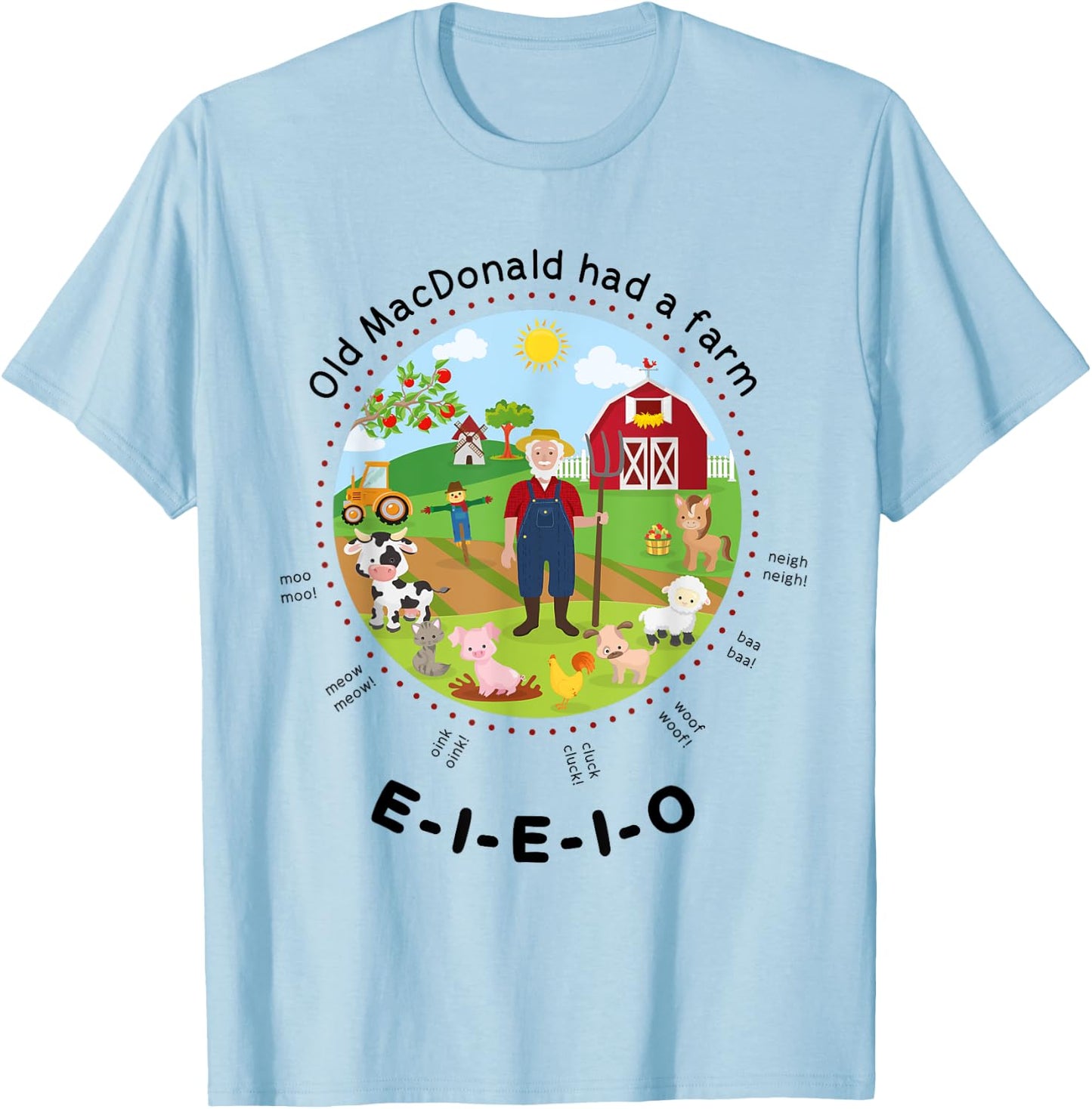 Old MacDonald had a farm English Nursery Rhyme Theme T-Shirt - T-Shirt | Light Blue