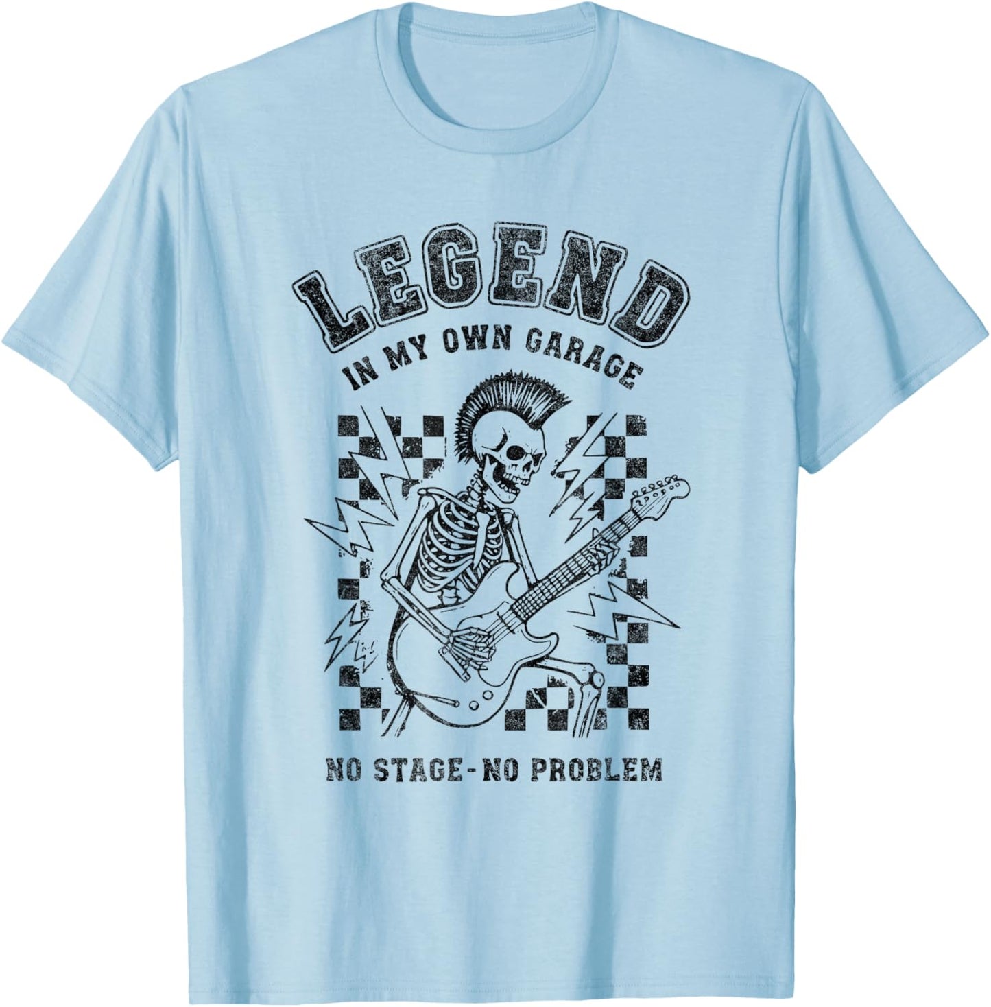 Guitar Dad Legend No Stage No Problem Design Punk Rock T-Shirt - T-Shirt | Light Blue