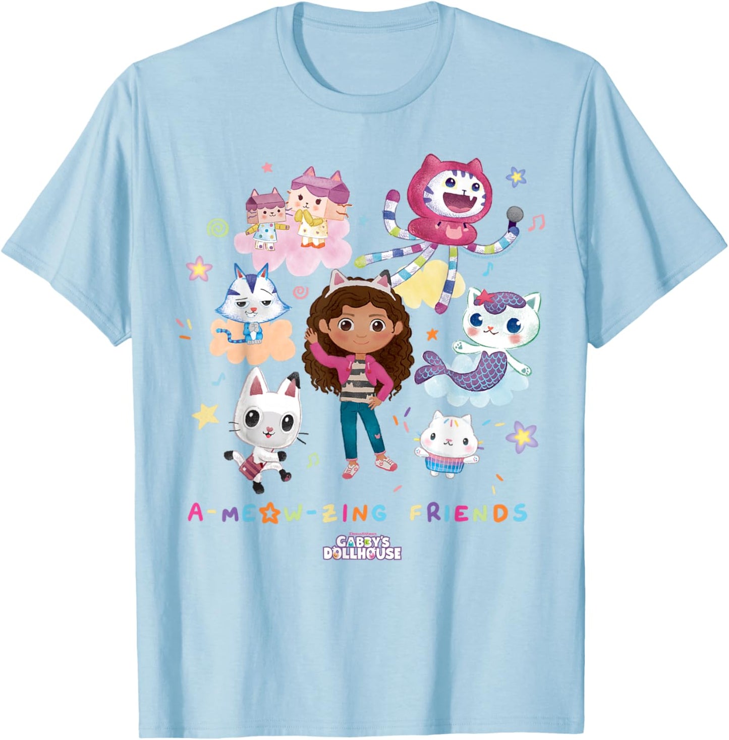 DreamWorks Gabby's Dollhouse A-Meow-zing Friends T-Shirt - T-Shirt | Light Blue
