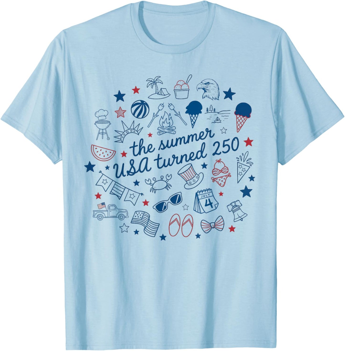 Retro The Summer USA Turned 250 America 250th Anniversary T-Shirt - T-Shirt | Light Blue