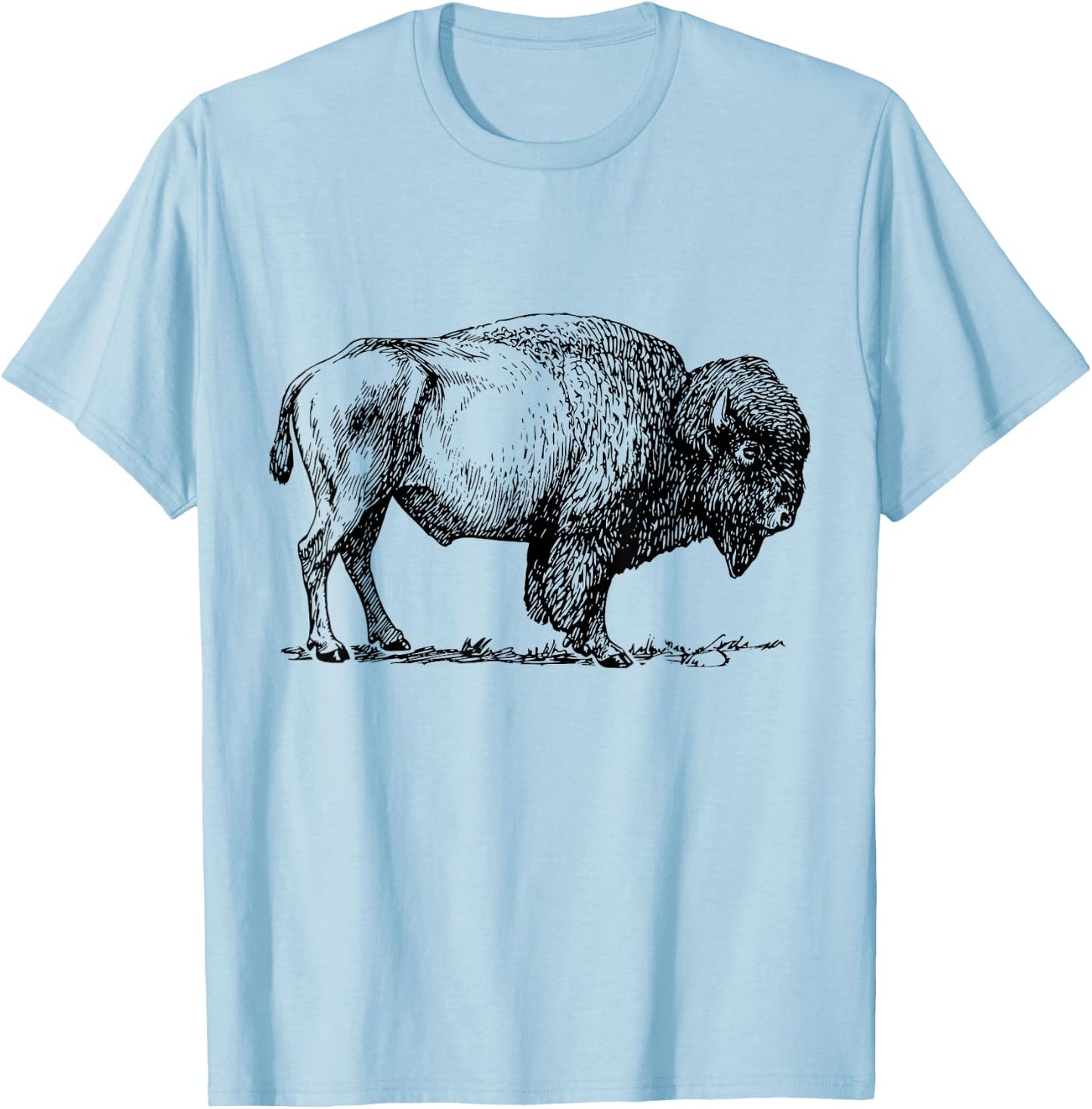 Buffalo American Bison Classic Print T-Shirt - T-Shirt | Light Blue