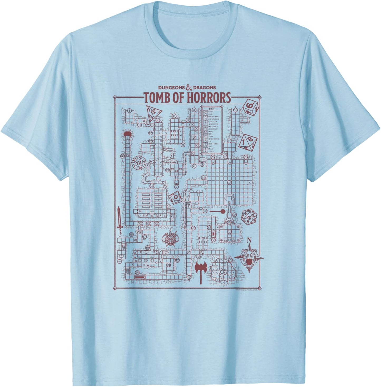 Dungeons & Dragons Tomb Of Horrors Map T-Shirt - T-Shirt | Light Blue