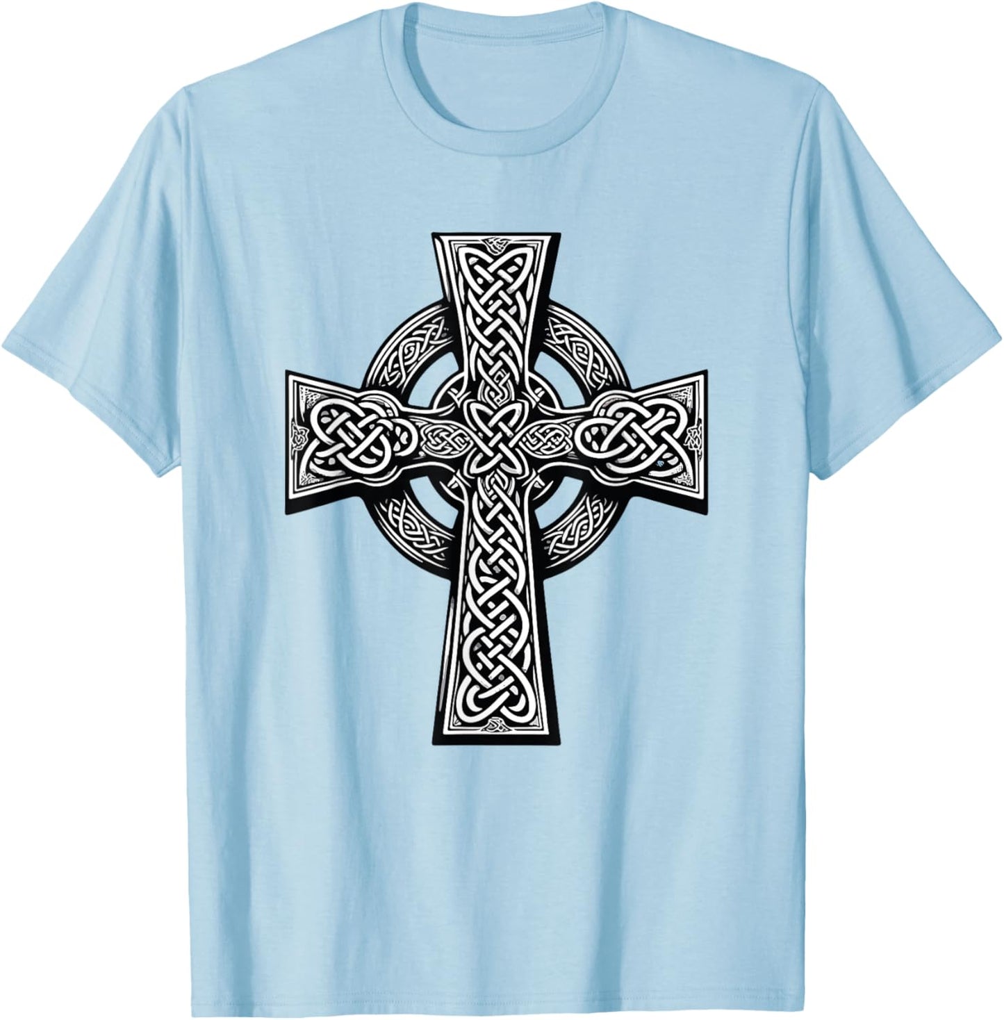 Irish Cross St. Patrick's Day Celtic Knots Christian T-Shirt - T-Shirt | Light Blue
