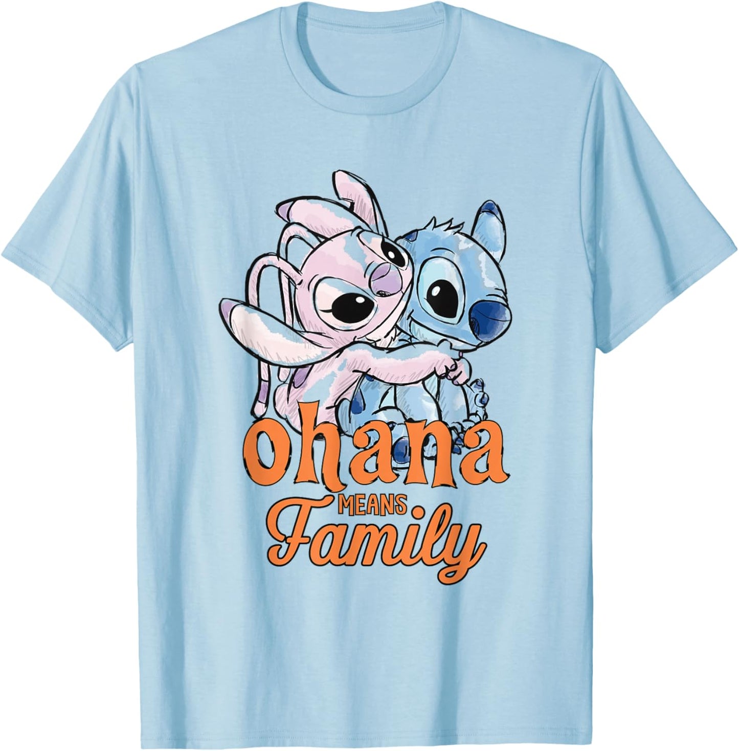 Lilo & Stitch Ohana Angel Hug T-Shirt - T-Shirt | Light Blue