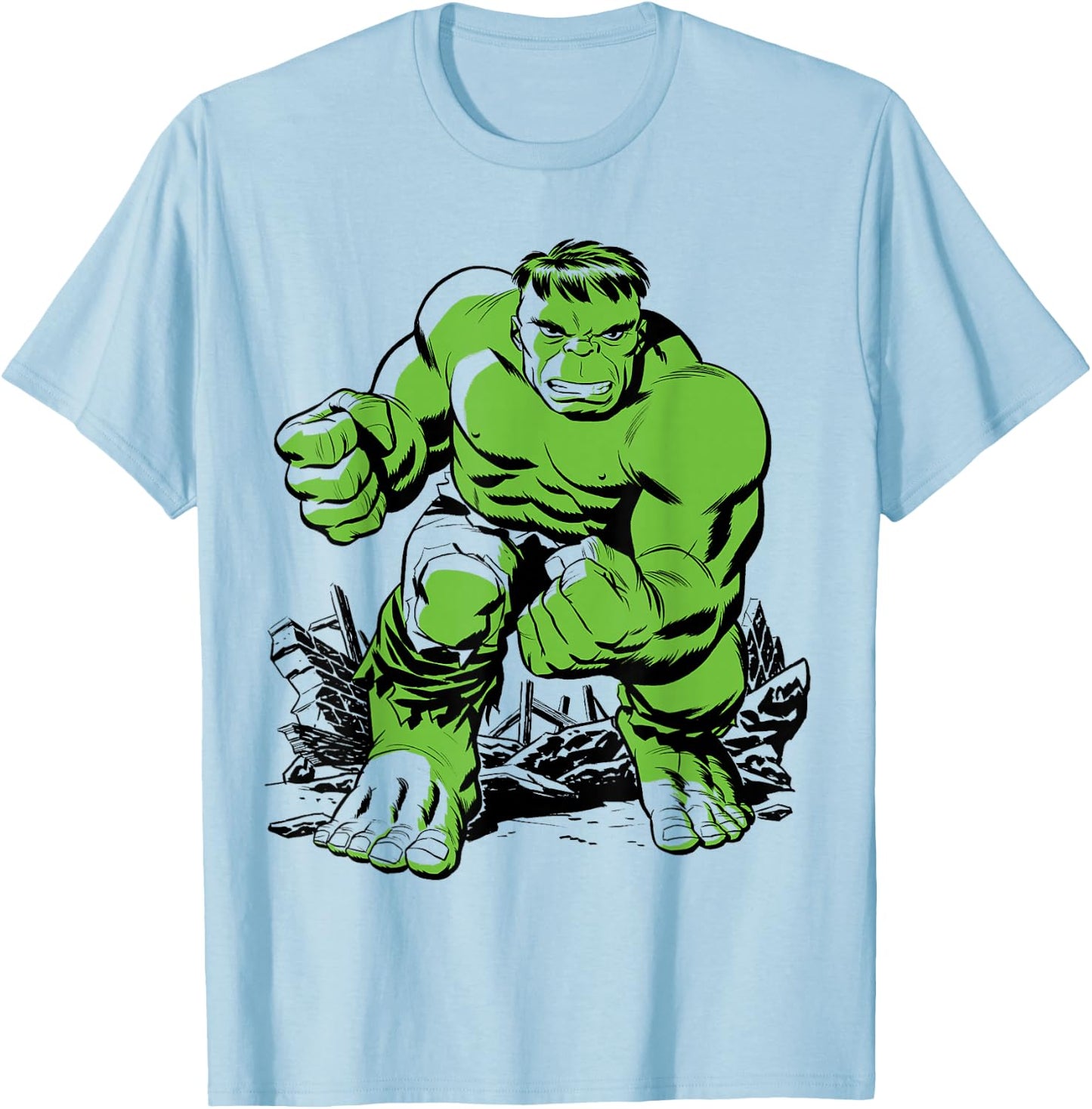 Marvel The Incredible Hulk Retro Comic Art T-Shirt - T-Shirt | Light Blue