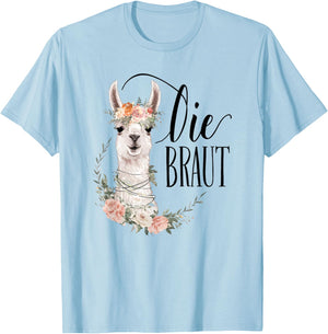 Braut Bride to be Lama Alpaka Alpaca Verlobung Braut JGA T-Shirt - T-Shirt | Light Blue