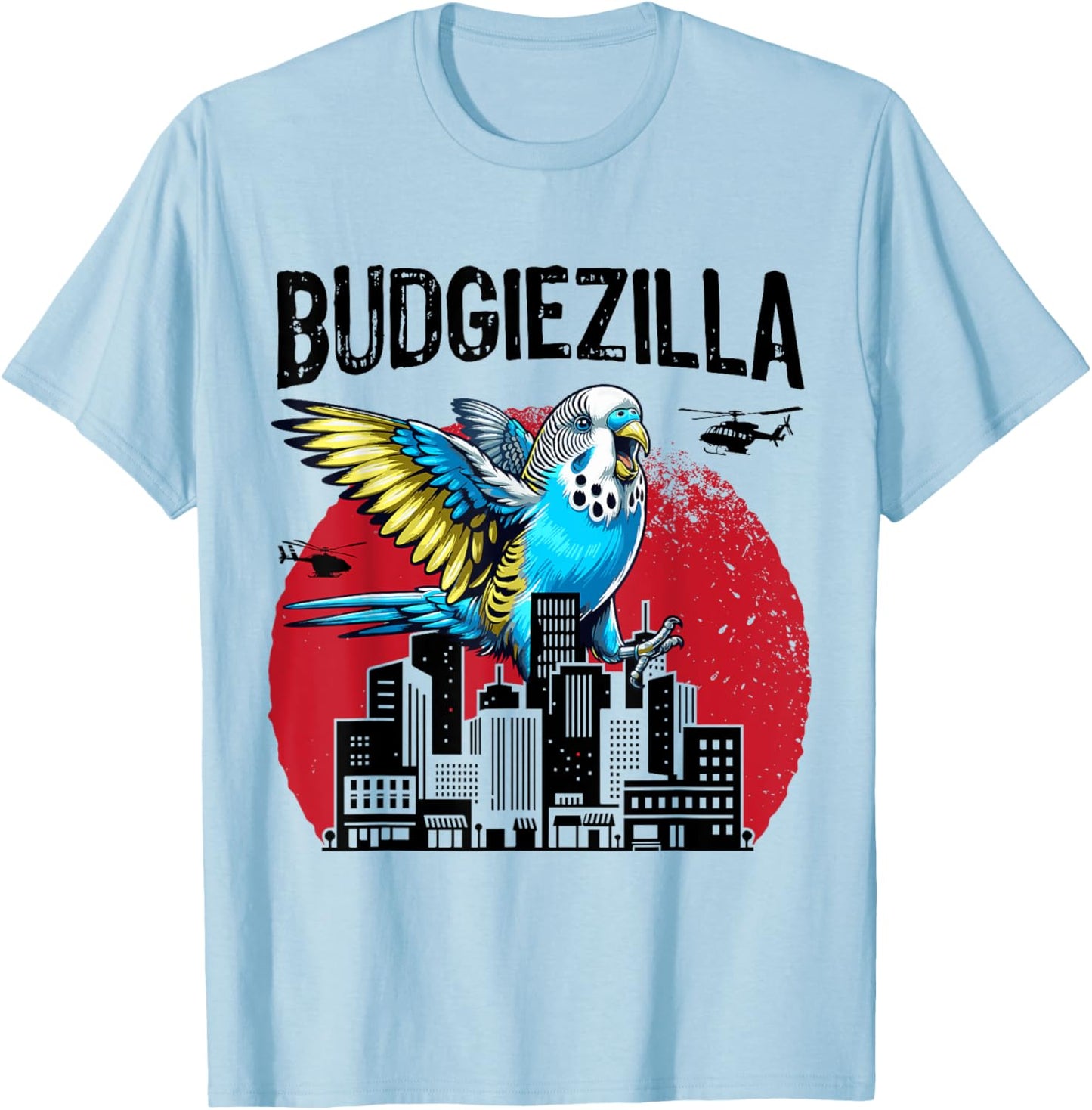 Budgiezilla Funny Parakeet Budgie Budgerigar Bird Lover T-Shirt - T-Shirt | Light Blue