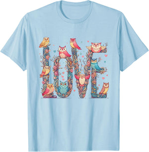 Owl Shirt Women Nocturnal Bird Wildlife Owls Owl Love T-Shirt - T-Shirt | Light Blue