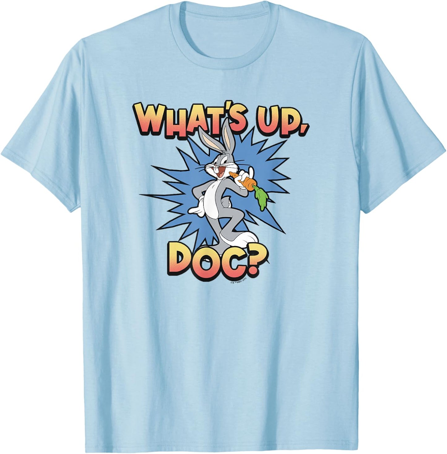 Looney Tunes Bugs Bunny Classic What's Up Doc Carrot Action T-Shirt - T-Shirt | Light Blue